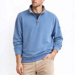 Peter Millar Crown Comfort Quarter Zip Pullover XL Blue 100% Cotton Golf Sweater